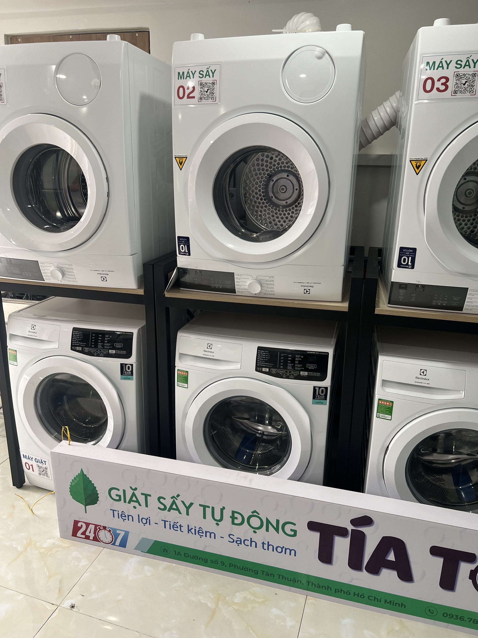Hệ thống 3 máy giặt 3 máy sấy