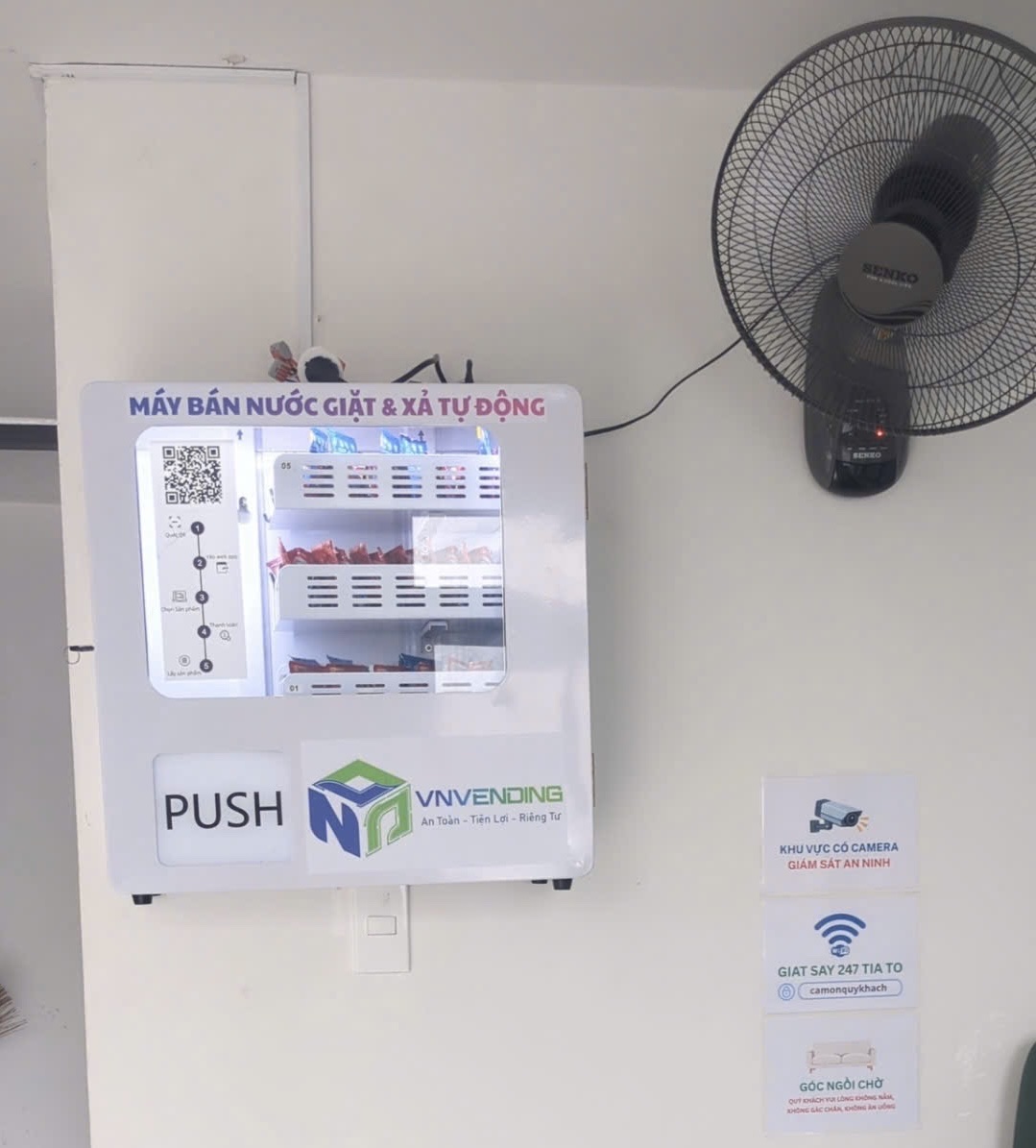 Máy bán nước giặt sau khi lắp đặt